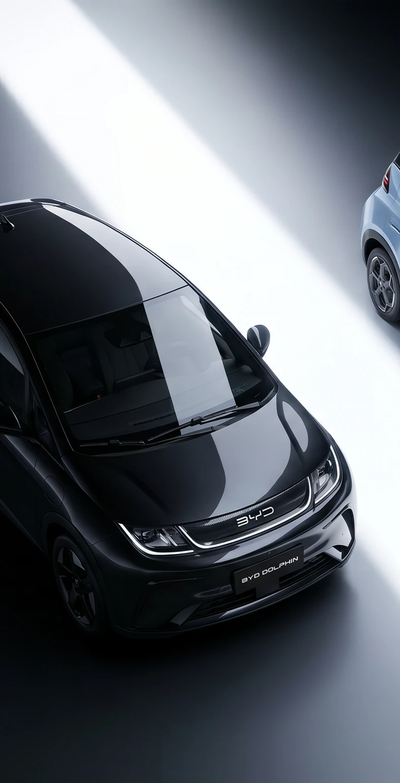 BYD Dolphin preto e BYD Dolphin azul lado a lado